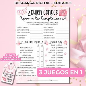 Quién Conoce Mejor a La Cumpleañera? Juego De Cumpleaños Editable E Imprimible En Rosa, Juegos Para Fiestas De Jóvenes Y Adolescentes - Etsy Canada