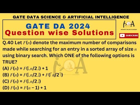 GATE DA 2024 QUESTION - WISE DETAILED SOLUTIONS | Data Science and Artificial Intelligence I Q. 40
