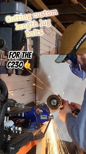 Cutting custom length lug bolts for the C230 project! #shorts #c230 #mercedesbenz #lugbolts #project