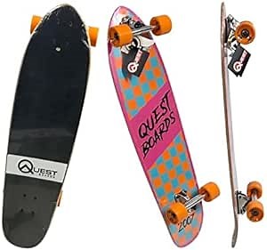 Quest Longboard Skateboard Cruiser for Beginners & Pro | Skateboard for Boys, Girls, and Adults | 36 Inch Deck, 7-Ply Chinese Maple, 6 Inch Reverse Kingpin Truck | Assembled Complete Board Skateboard