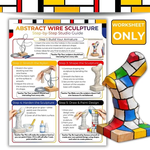 Abstract Wire Sculpture Worksheet | Step-by-step Sculpture Guide | Art Activity | Digital Download - Etsy