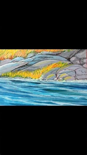 Landscape painting- River painting #shots #viral