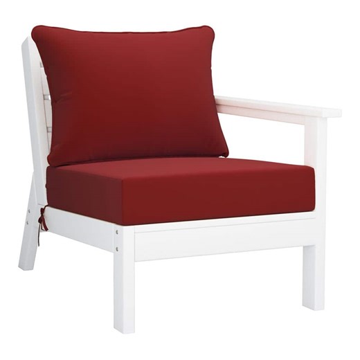 WESTIN OUTDOOR Birchwood Outdoor Patio Deep Seating Right Facing Arm HDPE Lounge Chair in White with Red Cushions OP2035-WH-RD - The Home Depot