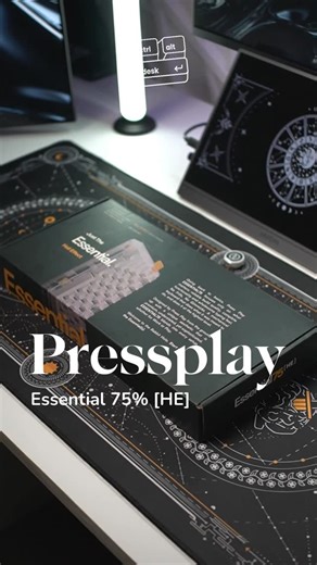 ctrl.alt.desk on Instagram: "Unboxing Pressplay Essential 75 HE! Akhirnya bisa nyobain keyboard rapid trigger dari Pressplay ini, dari packaging, detail, sampai feel-nya semua proper banget! Jujur ini keyboard Rapid Trigger dengan suara dan feel typing yang paling enak yang pernah gw coba. • 75% Layout with Volume Knob • Top mount System, • NICHIRIN Magnetic Switch • PBT Doubleshot Keycaps, Cherry Profile • Wired USB-C • RGB south-facing • Hotswap magnetic • 8K Polling Rate • Web Based Software 