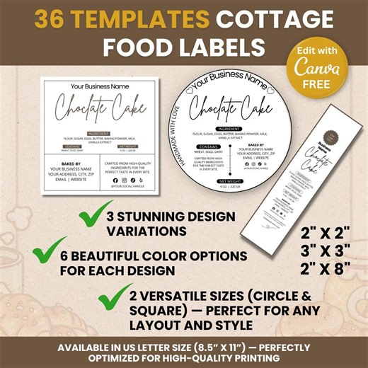 Editable Cottage Bakery Business Templates: Cake Order Form, Invoices, Cake Care Cards, Cake Cutting Guide, Labels - Etsy Canada