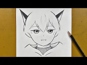 Easy cute anime sketch | How to draw anime fox boy step-by-step