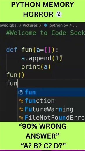 Python Memory Horror – 90% Confusion 👻🔥#shorts #trending #viral