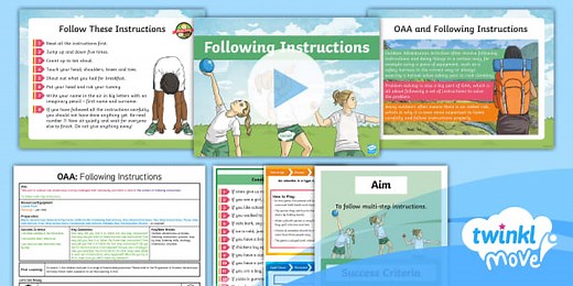 Twinkl Move PE - Year 3 OAA Lesson 2: Following Instructions Lesson Pack