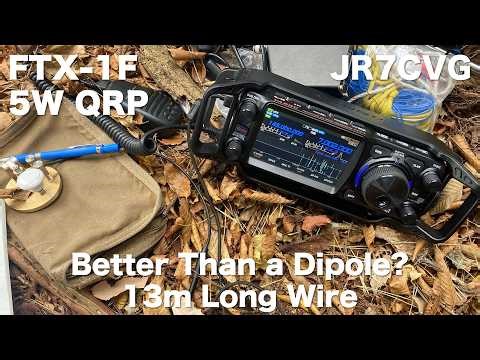 ダイポールより飛ぶ？13m長ロングワイヤー / FTX-1F QRP 5Watts / 13m Long Wire Wins?! Dipole vs Long Wire / Morse Code