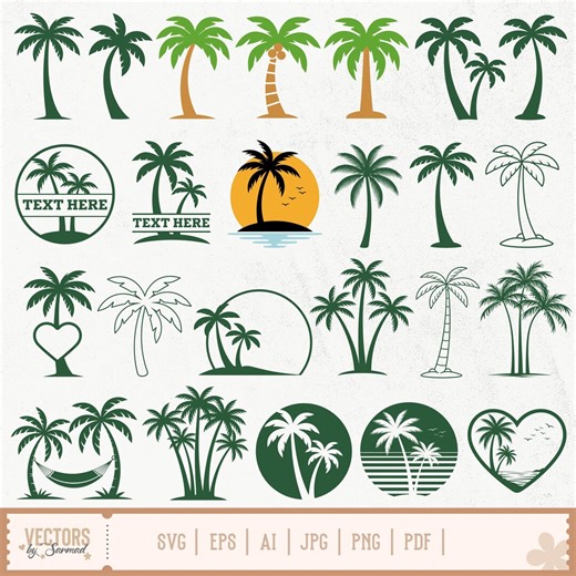 Palm Tree Svg Bundle, Palm Tree Clipart, Palm Tree Silhouette, Palm Tree Outline, Palm Tree Cut Files, Layered Palm Tree SVG, Palm Tree PNG - Etsy