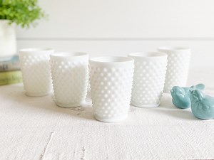 Vintage Set Fenton Hobnail Milk Glass Tumblers; Small White Retro Juice Glasses; 1950s Cups; Mid-century Repurposed Planters, Tealights - Etsy