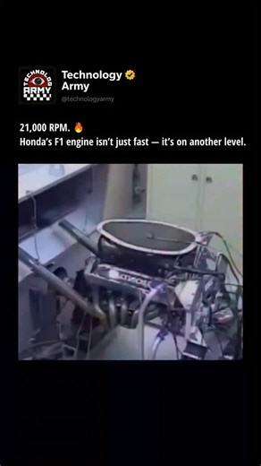 TechnologyARMY | Honda’s Formula 1 engine testing is pushing the absolute limits of engineering — reaching a mind-blowing 21,000 RPM. 🏎️⚙️ At those speeds,... | Instagram