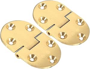2pcs Brass Butler Tray Hinge Set, 2-1/2"x1-1/2 Round Hinge with Screws Flap