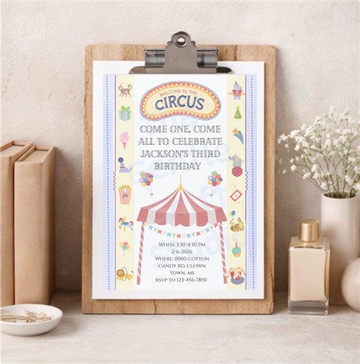 Welcome to the Circus Birthday Invitation - Etsy