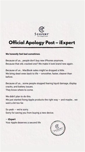 IExpert - Apple Service Centre on Instagram: "Sorry guys 🙏😔 : : : #apology apology, #iphone #reparing #best #trend #trendingnow #trendsetter #new #macbookrepair #iphonerepair"