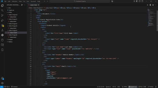 Built a Course Registration Form with HTML5 and UX in Mind | Poojari Ambresha posted on the topic | LinkedIn