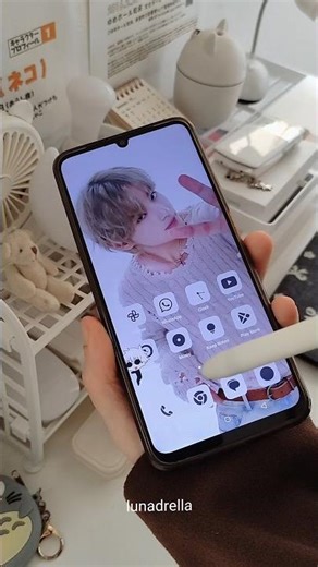 Make your phone aesthetic 🎀 Cute shimeji #aesthetic #aesthetictheme #cuteaccessories #shorts