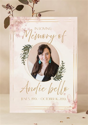 Pink Funeral Program Template, Editable Memorial Service Program Printable, Instant Download - Etsy Australia