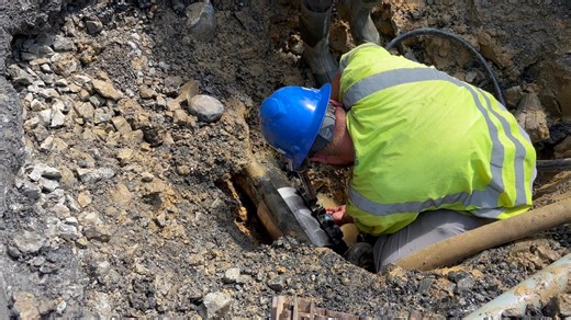 4:15 p.m. update: All lanes are now open. —————— Noon update: Crews have placed a clamp on the line and the break is repaired. The area around the line must now be cleared out and the roadway patched. Lanes are expected to remain closed for approximately two hours. Thank you to Harrisonburg Public Utilities, Harrisonburg Public Works and HPD for their work on this issue. —————— 10:30 a.m. update: Crews have reached the water line and located the break. Work will continue for multiple hours to re