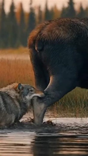 Lone Wolf Takes on Giant Moose | Dangerous Swamp Hunt 🐺🌿 #shorts