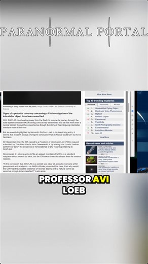 CIA silence on interstellar object 3I Atlas — FOIA mystery, Avi Loeb's claims, and cover-up theories | Paranormal Portal