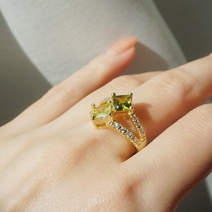 Adjustable Zirconia Ring, Green Zircon Ring, CZ Diamond Ring, Perfect Gift for Her, August Birthday, Natural Green Peridot Ring,elegant Ring - Etsy