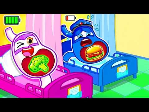 Me duele el estómago | No comas demasiada comida rápida | Hábitos saludables | RoboSquad