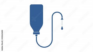 Drop counter animation. Blue flat style medical drop counter for surgeon. Medical procedure concept. Infusion bottle for chemotherapy treatment.