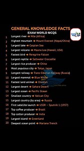 704K views · 2.6K reactions | #ocean #oceans #countries #invention #river #gulf #island #facts #factsdaily #study #world #worldwide #gk #gkworld #factsyoudidntknow #youknow #doyouknow #tokyo #fastest #students #Education #studentsuccess #studyabroad #viralreelsシ #viralreelsfacebook #viralreel #viralvideo #viralreelschallenge #share | EXAM WORLD MCQS CSS,PMs,SPSC | Facebook
