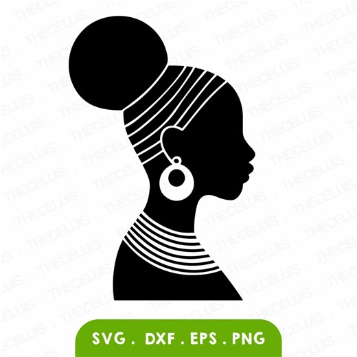 African Woman Side View SVG PNG DXF: Female Portrait for Cricut, Silhouette (instant Download) - Etsy Canada