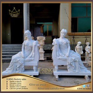 Outdoor Decorative Stone Carving Sitting Sculpture Park and Marble Sculpture for Sale