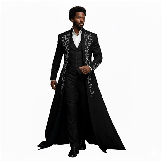 Luxury Men’s Gothic Victorian Tailcoat Black Cotton Royal Gold Silver Embroidery Steampunk Wedding Vampire Cosplay Prince Jacket - Etsy