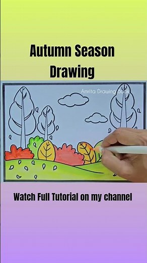 Autumn Season Drawing | Easy and Simple Autumn Season Drawing | Type of Seasons Drawing | Scenery
