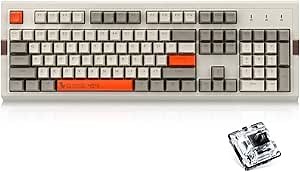 NACODEX AK510 Retro RGB Mechanical Keyboard 104 Keys Anti-Ghosting - PBT SA Spherical Keycap - Customizable RGB Backlit - Programmable Macro Function