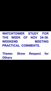 22K views · 545 reactions | Enjoy this weekend sample Watchtower study NOV 24 - 30, personal comments. English ✅ FILIPINO ✅ | Jw Meetings | Facebook