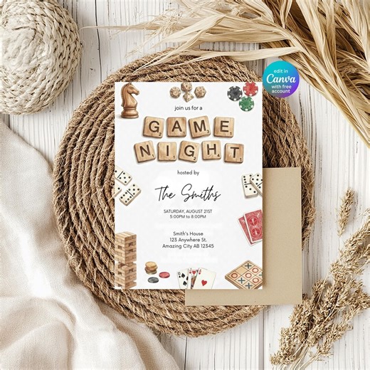 Game Night Invitation | Family Game Night Invite | Board Game Party Invitation | Couples Game Night Invite | Editable Canva Template - Etsy