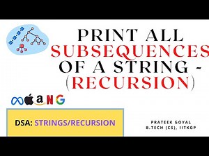 Print all subsequences of a String | Java | Data Structures | Strings, Recursion