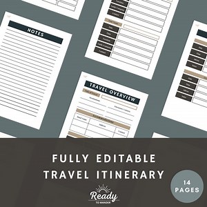 Travel Itinerary, Holiday Itinerary, Editable, Digital Itinerary, Travel Template, Travel PDF, Travel Planner, Travel Itinerary Planner - Etsy