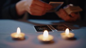 Tarot Reader Makes a Card Layout