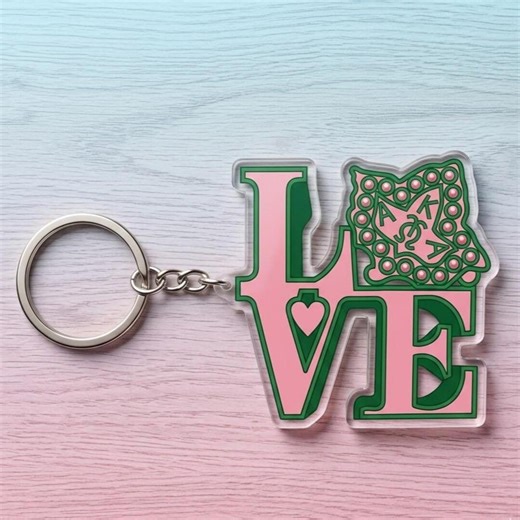 AKA Sorority Keychain - Alpha Kappa Alpha 1908 Acrylic Charm - Pink and Green Greek Lifestyle Keyring - Pretty Girl Ivy Leaf Graduation Gift - Etsy