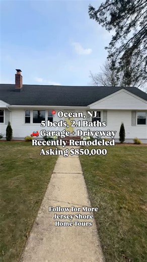 Julie Loren Shebroe on Instagram: "Let’s check out this home for sale in 📍Ocean , New Jersey Comment “INFO” for more information or to schedule a tour 🏡 5 Bedrooms, 2.1 Bathrooms 🚗 Driveway + Garage ✨ Recently Renovated 💰 Asking $850,000 “This is your chance to grab a fully remodeled home in Ocean twp before the Netflix madness arrives. This home is perfect and has it all: The white kitchen of your dreams, gleaming wood floors, plenty of natural light, main floor bedrooms and bathrooms plus