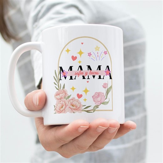 Personalized Mom Mug, Customizable With Two Names, 11 Oz Ceramic Coffee Cup - Etsy