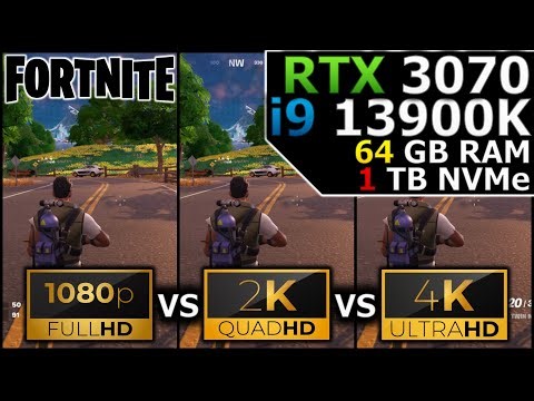 Fortnite | 1080p vs 1440p vs 2160p | RTX 3070 | i9 13900K | 64GB RAM | 1TB NVMe