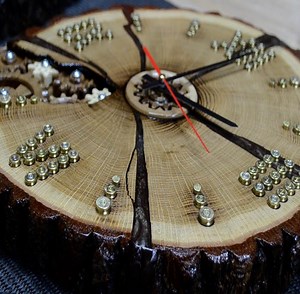 73K views · 589 reactions | Unique Oak Wall Clock — Featuring Bullet Brass and Exposed Gears! | Woodworking Tools | Facebook
