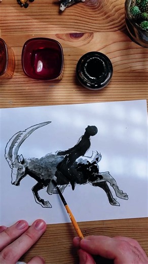 Drawing ASMR 🐏 Inktober Day 9: RAM #SatisfyingArt