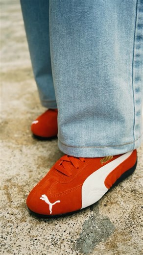 PUMA Indonesia on Instagram: "Speed meets style! Rocking the PUMA Speedcat OG Red with denim for the perfect blend of sporty & street. 👖🔥 #RewriteTheClassics #SPEEDCAT #PUMAID"