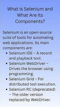 Selenium Interview Question 1 – What is Selenium & Its Components Explained!