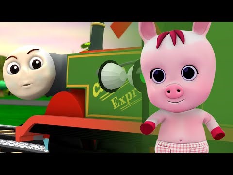 🐷Piggy On The Railway Line 🚂| Nursery Rhymes and Kids Songs | Robogenie