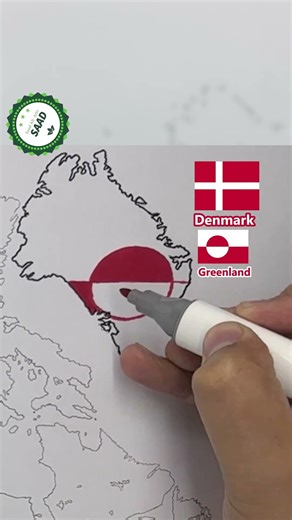 Greenland flag map drawing 🇬🇱 | Kalaallit Nunaata erfalasua korttegning | Grønlands flagkort tegning