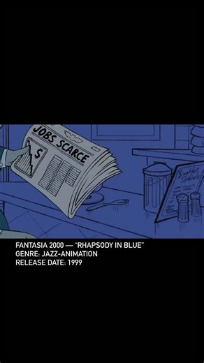 BluFF on Instagram: "al hirschfeld’s linework turned into movement — that loose, elastic, looping new york energy made visual. the whole short feels like a city breathing: dreams pulling at people from every corner, everyone wanting something just out of reach. rhapsody in blue always hits — the timing, the color, the music, the way each character’s life crashes into the others like a subway rhythm. it’s playful, melancholic, and weirdly hopeful at the same time. #fantasia2000 #rhapsodyinblue #1